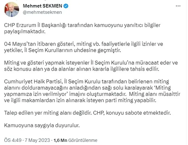 CHP’li İBB Başkanı Ekrem İmamoğlu’ndan Erzurum’da mağdur edebiyatı! AK Parti’nin İstanbul mitingini gölgelemeye çalıştı