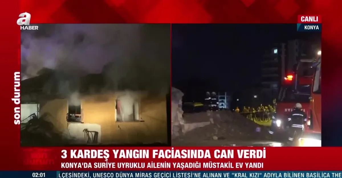 Konya'da acı olay! 3 çocuk yangında can verdi
