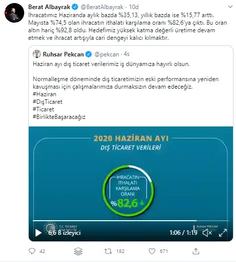 Son dakika: Hazine ve Maliye Bakanı Berat Albayrak’tan ihracat rakamlarıyla ilgili dikkat çeken açıklama