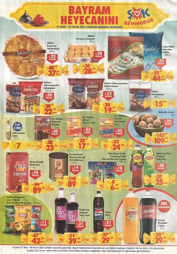 ŞOK Ramazan Bayramı’na özel şeker, çikolata, ve kolonya fiyatlarını düşürdü! İşte ŞOK 27 Mart 2024 aktüel ürünler kataloğu