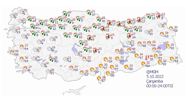 Son dakika! Meteoroloji hava durumu! Çok sayıda ile uyarı: İstanbul Ankara İzmir... | 5-9 EKİM HAVA NASIL OLACAK? - 3