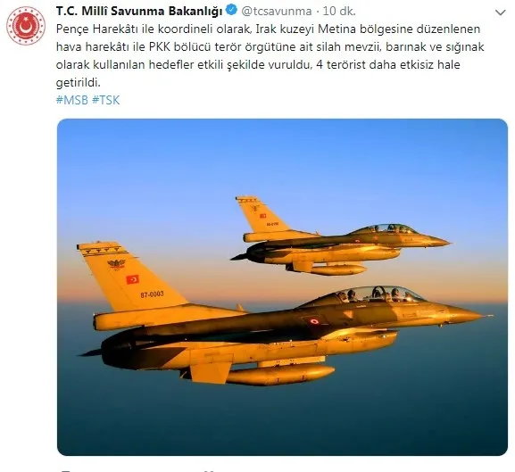 Kuzey Irak’a hava harekatı! 2 terörist etkisiz hale getirildi