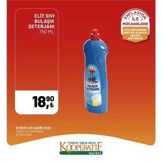 Tarım Kredi Market 30 Ekim indirim kataloğu! Kuru Soğan 5,90 TL, Salatalık 9,75 TL, Limon 10,90 TL, Yerli muz 28,90 TL, Mandalina 12,50 TL satışta…