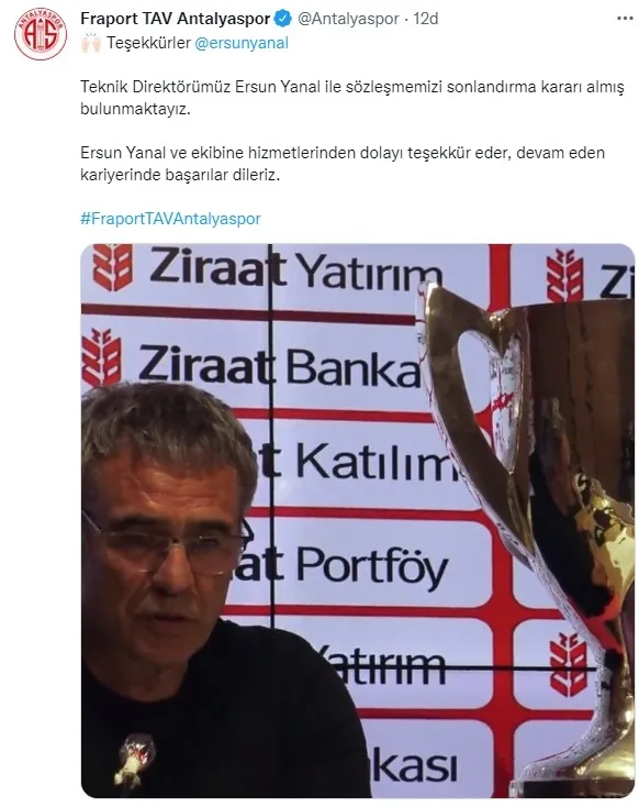 Son dakika: Antalyaspor’da Ersun Yanal dönemi sona erdi