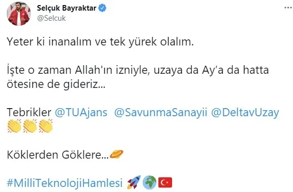 Selçuk Bayraktar'dan heyecanlandıran mesaj! Uzaya da gideriz Ay'a da - 2