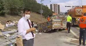 İstanbul’da feci kaza! Kamyon ikiye bölündü