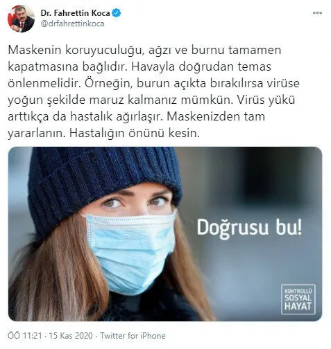 Sağlık Bakanı Fahrettin Koca üstüne basa basa uyardı: Yarısı kesik maskeden farkı yok - 2