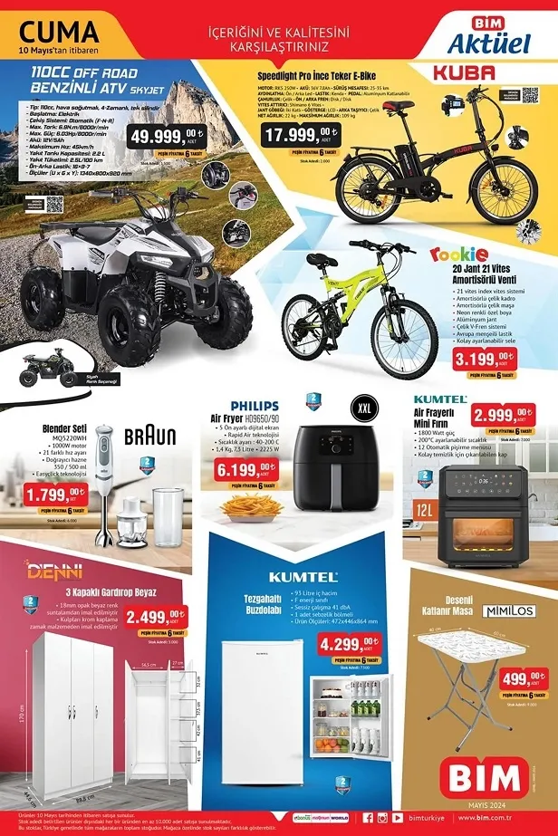 BİM 11 Mayıs aktüel ürünler kataloğu yayınlandı! BİM’e Off Road Benzinli ATV, Braun Blender Seti, Air Fryerli Mini Fırın uyguna geliyor