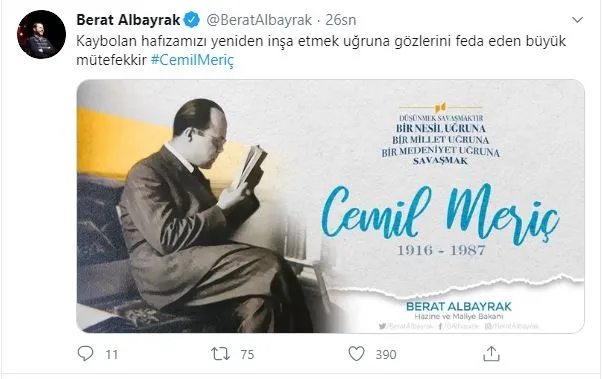 Hazine ve Maliye Bakanı Berat Albayrak'tan Cemil Meriç paylaşımı - 1