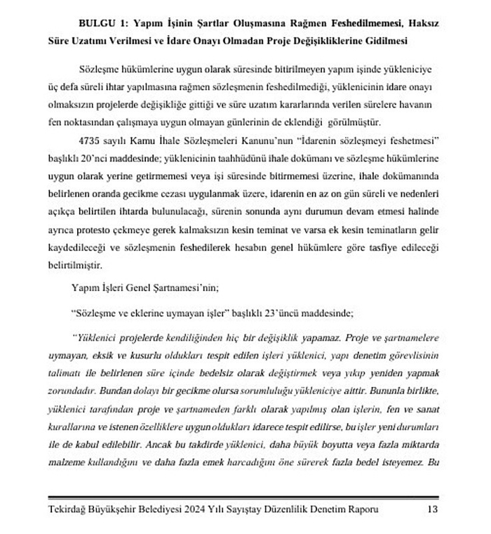 chpli-tekirdag-buyuksehir-belediyesinde-19-usulsuzluk-1764589585723.jpeg Sayıştay’ın CHP yönetimindeki Tekirdağ Büyükşehir Belediyesi için hazırladığı 2024 yılı düzenlilik denetimi raporu (İHA)