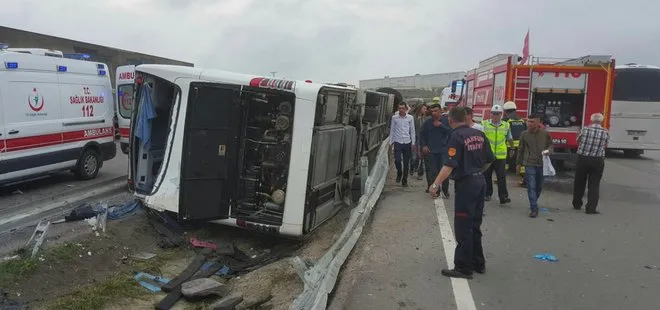Askerleri taşıyan otobüs kaza yaptı : 47 yaralı