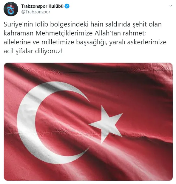 Beşiktaş, Fenerbahçe, Galatasaray ve Trabzonspor'dan Mehmetçik'e mesaj - 1