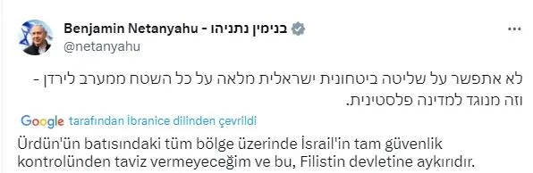 Eli kanlı Netanyahu kana doymuyor! Bağımsız Filistin devletinin kurulmasına karşı