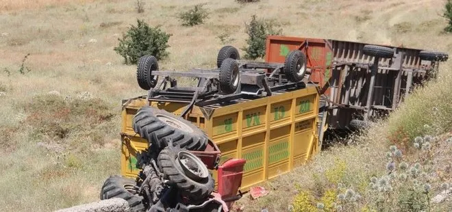 Elazığ’da devrilen traktör altında kalan şoför ağır yaralandı