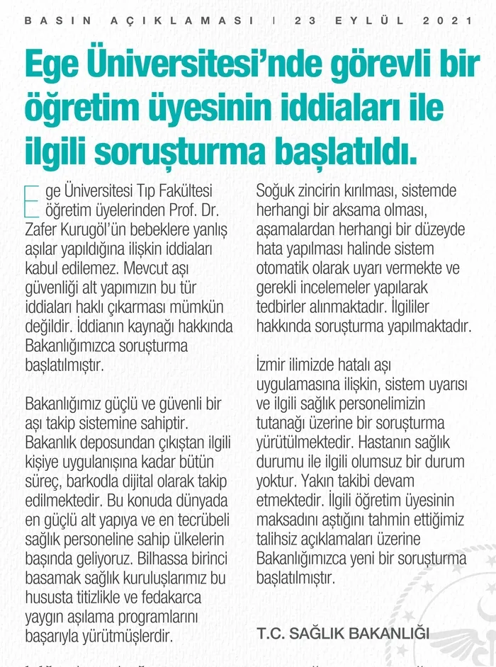 Bebeğe yanlış aşı iddiasına soruşturma! Sağlık Bakanlığından flaş açıklama: Gereği yapılmaktadır!