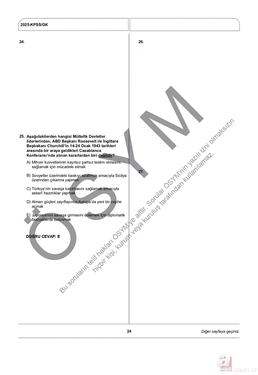 KPSS A GRUBU A-B-C-D kitapçığı PDF İNDİR | KPSS Genel Yetenek-Genel Kültür soru ve cevap anahtarı ne zaman? 10