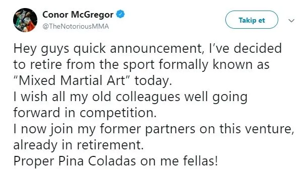 Conor McGregor emekli oldu
