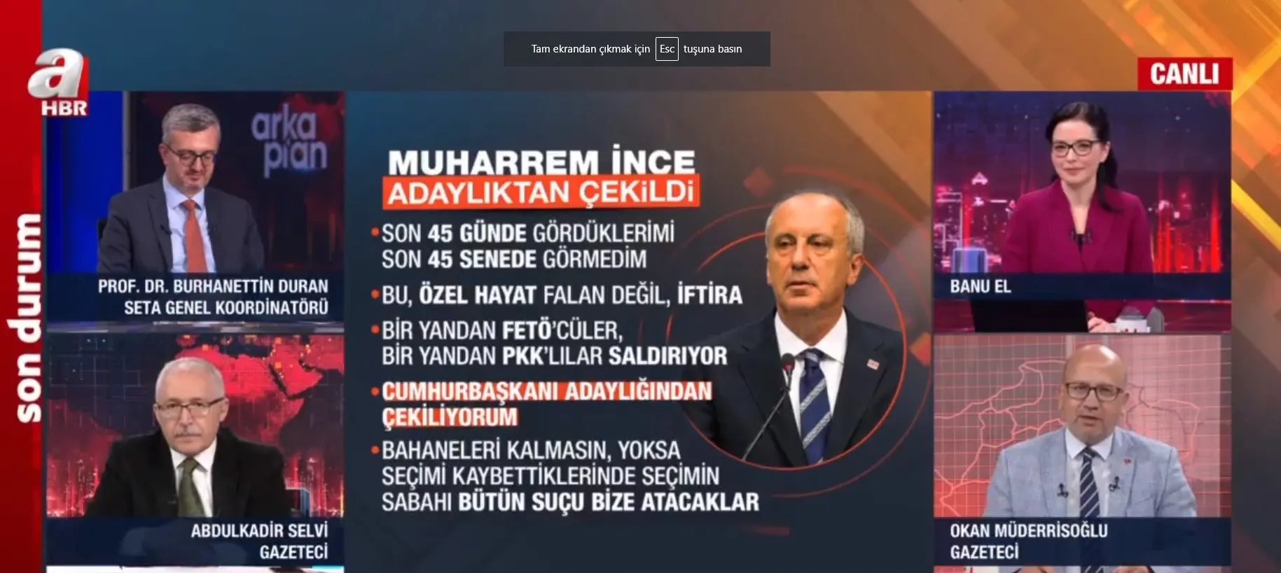 Muharrem İnce neden adaylıktan çekildi? Okan Müderrisoğlu A Haber'de yorumladı: FETÖ artık son kozlarını oynuyor
