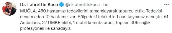 Son dakika: Sağlık Bakanı Fahrettin Koca Muğla ve Antalya'da yangından etkilenen vatandaşların son durumunu açıkladı - 1
