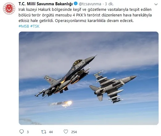 Son dakika: Hakurk'ta 4 PKK’lı öldürüldü - 1
