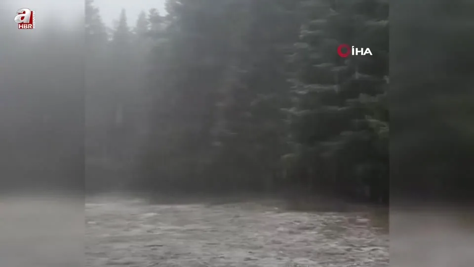 Bolu’nun yükseklerinde kar yağışı