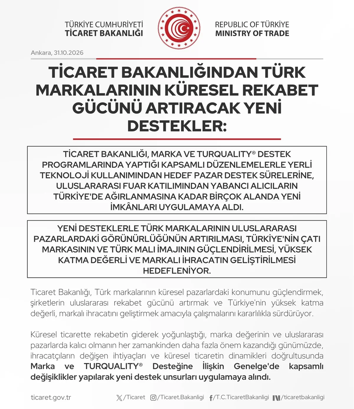 Ticaret Bakanlığı harekete geçti: Türk markalarına küresel pazarlarda yeni destek - 1