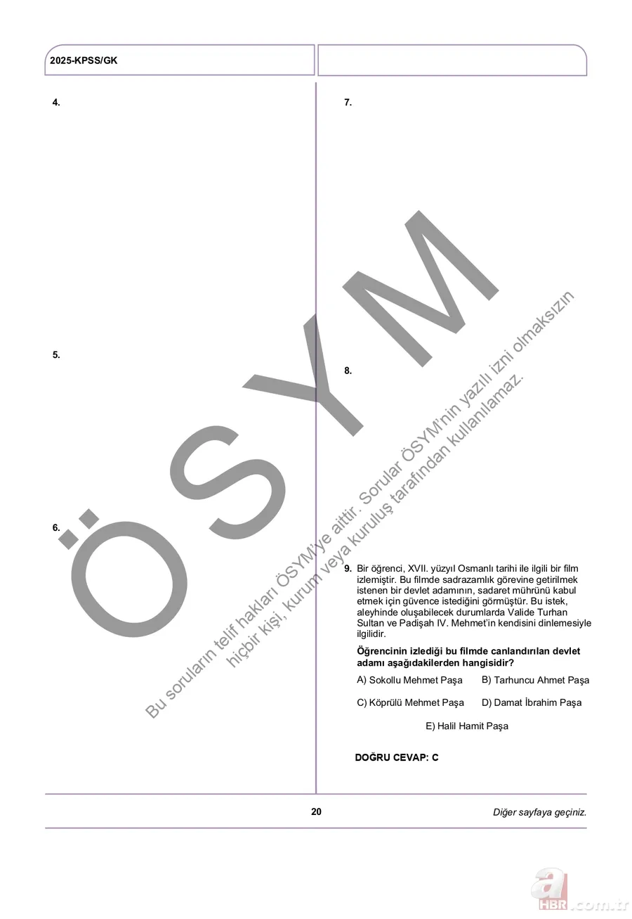 KPSS A GRUBU A-B-C-D kitapçığı PDF İNDİR | KPSS Genel Yetenek-Genel Kültür soru ve cevap anahtarı ne zaman? 9