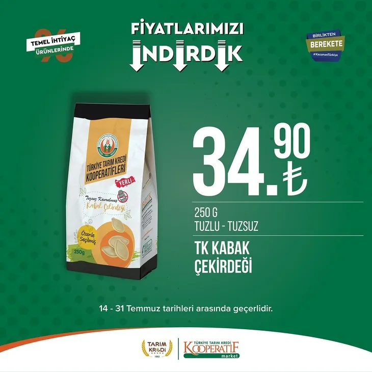 Tarım Kredi Market indirimlerinde son 6 gün! Katalogda yok yok! Çamaşır deterjanı 99.90, Ayçiçek yağı 36.90, Süzme peynir 64.90, zeytin 57.90 TL...