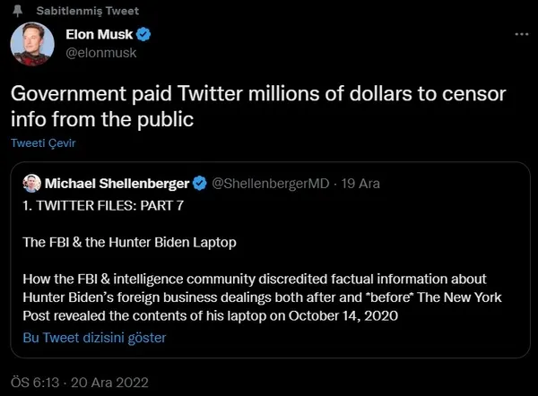 Elon Musk: ABD hükümeti sansür için Twitter’a milyonlarca dolar ödedi
