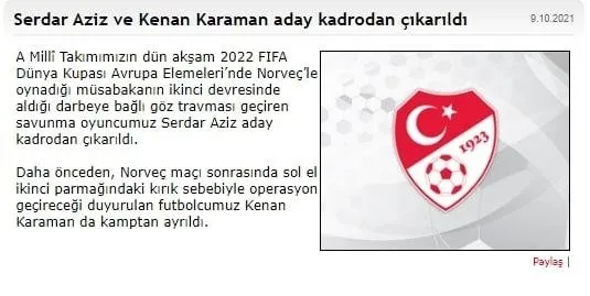 Son dakika | A Milli Takım'da sakatlık şoku! Serdar Aziz kadrodan çıkarıldı - 1