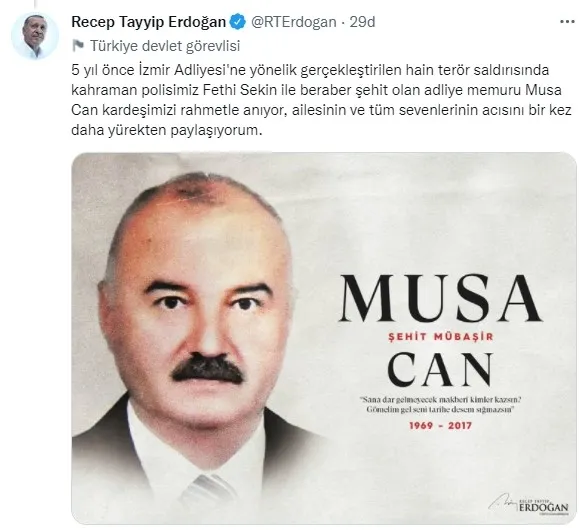 Başkan Erdoğan şehit polis Fethi Sekin ve adliye memuru Musa Can'ı andı - 2