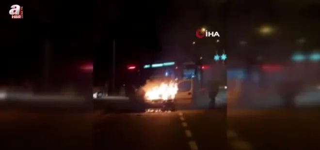 Erzurum’da seyir halindeki araç alev aldı