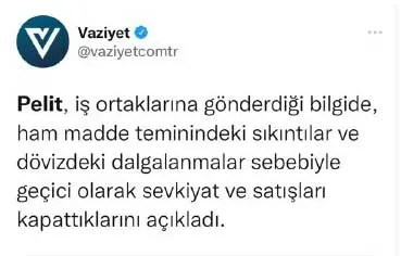Pelit Pastaneleri ’satış ve sevkiyatları geçici olarak durdurdu’ iddiasını yalanladı