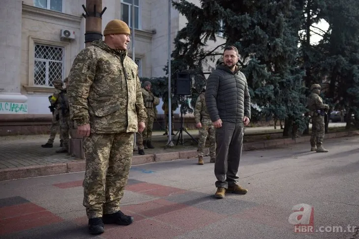 Ukrayna Devlet Başkanı Zelenskiy Herson’u ziyaret etti! Askerlerle buluştu
