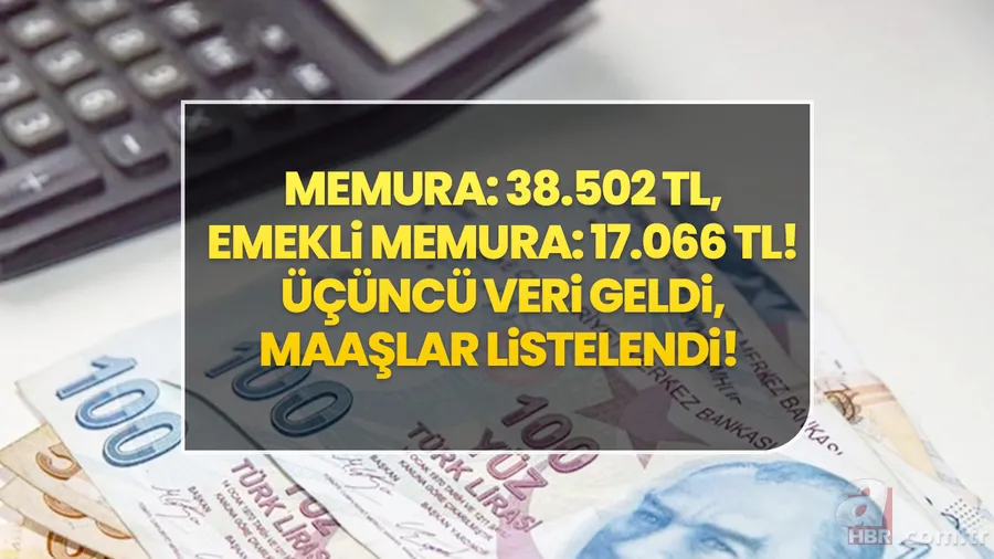 Üçüncü veri geldi, maaşlar listelendi! Zamlı aylık hesabı yenilendi! Memura: 38.502 TL, Emekli Memura: 17.066 TL 1