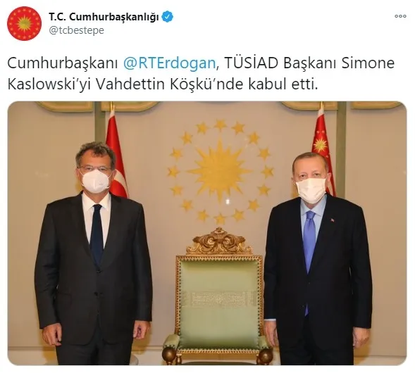 Son dakika haberi | Başkan Erdoğan TÜSİAD Başkanı Simone Kaslowski’yi kabul etti - 1