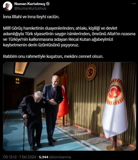 saadet-partisi-kurucu-genel-baskani-recai-kutan-vefat-etti-1728292749570.jpeg TBMM Başkanı Numan Kurtulmuş'un X paylaşımı