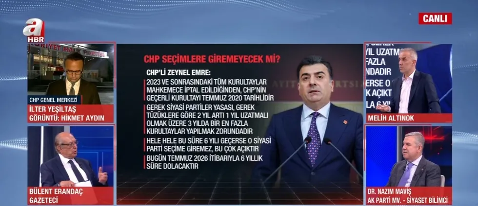 chpli-emreden-kurultay-olmazsa-secime-giremeyiz-iddiasi-1780349742852.jpg Gazeteci Bülent Erandaç ise CHP'de yaşananların ʺVuruşarak çekilmeʺ olarak yorumladı. (A Haber - Ekran Görüntüsü)