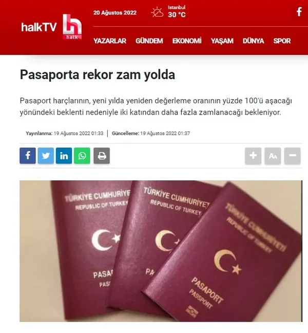 Muhalif medyadan şimdi de pasaport yalanı! Zam gelecek iddialarına yalanlama geldi! Halk TV ve Karar devrede...