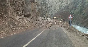 Artvin-Şavşat kara yolunda heyelan paniği