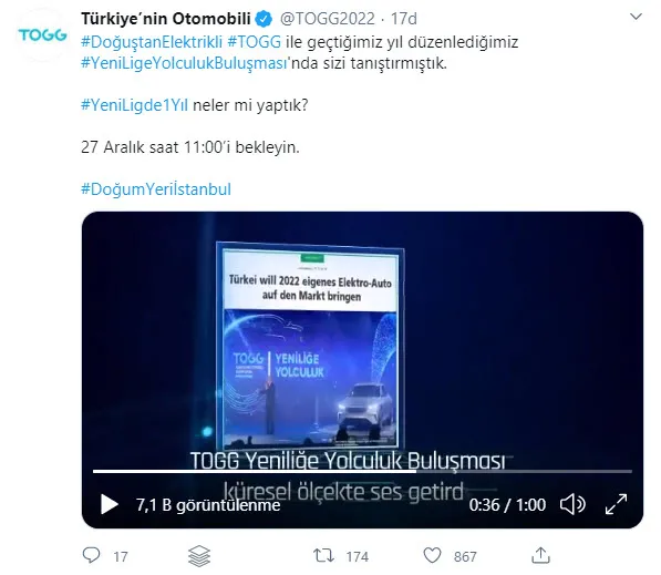 Son dakika: TOGG'dan heyecanlandıran paylaşım: 27 Aralık saat 11.00’i bekleyin - 1