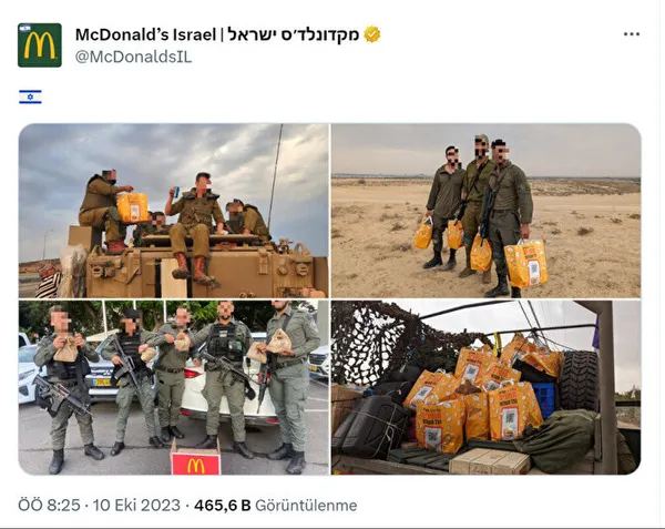 Binlerce Filistinliyi aç ve susuz bırakan işgalci İsrail askerine Mc Donald’s’tan bedava yemek! Adeta seferber oldular...