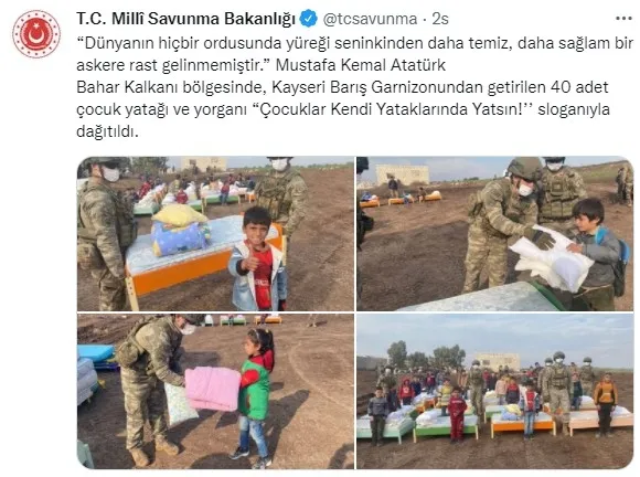 Mehmetçik’ten çocuklara yardım! Mustafa Kemal Atatürk’ün sözü hatırlatıldı