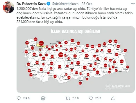 Son dakika: Sağlık Bakanı Fahrettin Koca açıklamıştı: Türkiye’nin aşı haritası erişime açıldı! İşte il il son durum