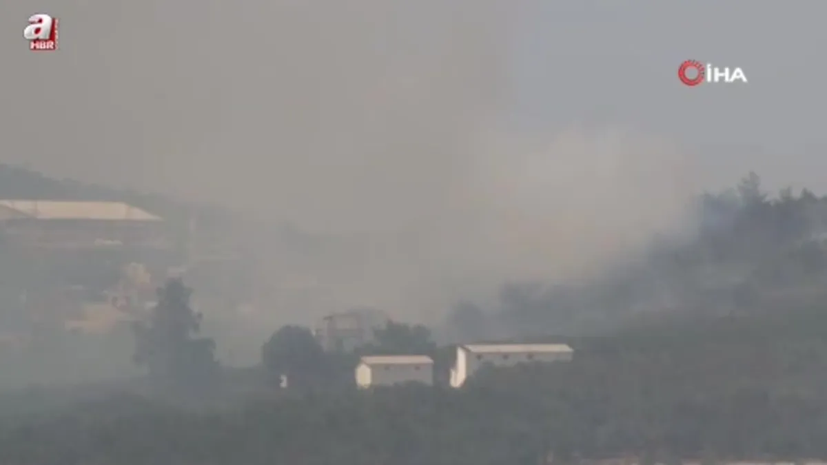 İzmir Foça yangınında alevler evlerin bahçelerine kadar yaklaştı