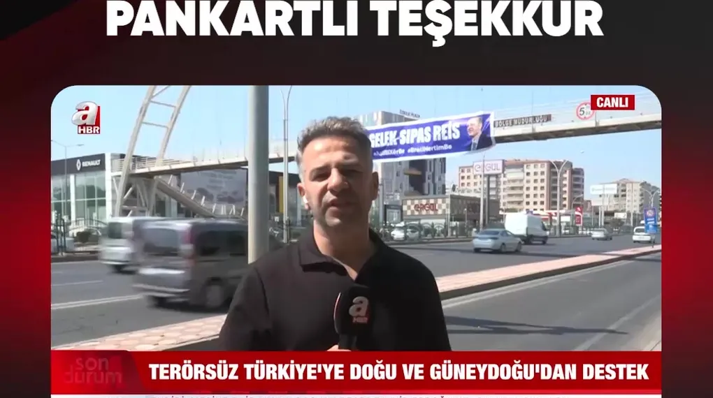 BAŞKAN ERDOĞAN'A PANKARTLI TEŞEKKÜR