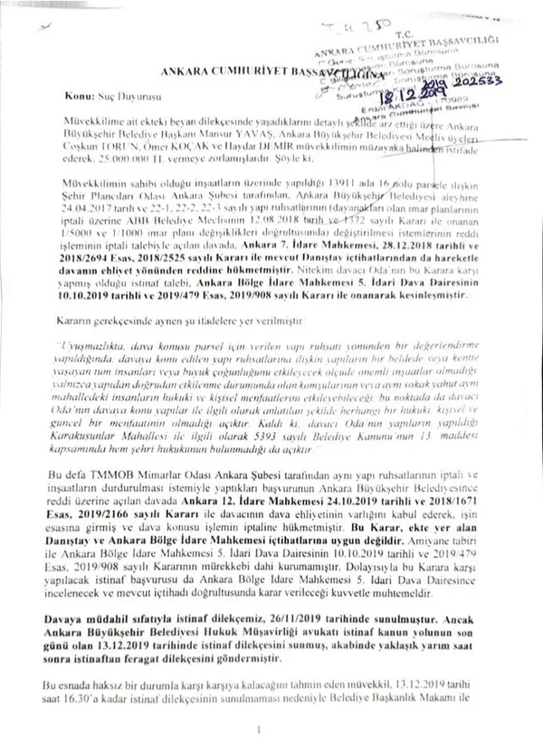 Mansur Yavaş 25 milyon liralık rüşvetten haberdar! İşte CHP'deki rüşvet skandalının dökümanı