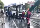 Feci kaza! Belediye otobüsü üst geçit asansörüne çarptı