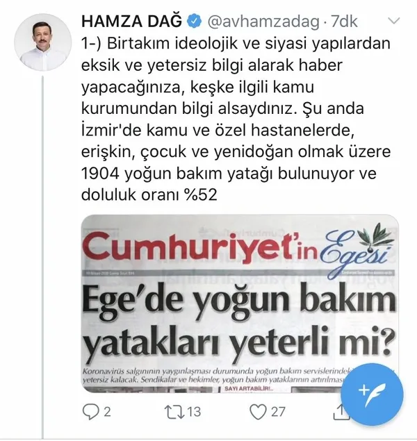 AK Parti’li Hamza Dağ Cumhuriyet Gazetesi’nin haberini yalanladı