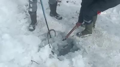 Yüzeyi buz tutan gölde...